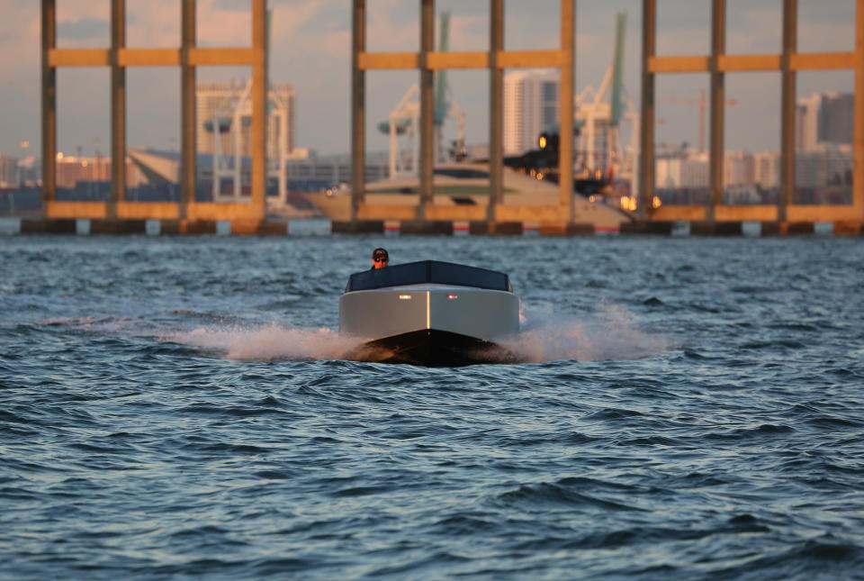 Front view of the electric Z2R boat.