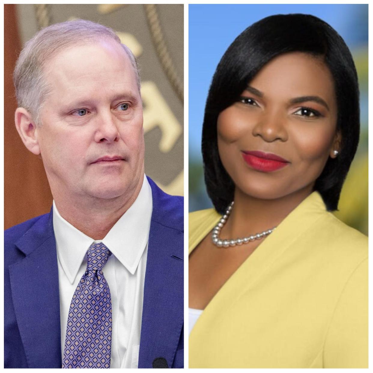 Republican Wilton Simpson, left, faces Democrat Naomi Blemur for the position of Florida Commissioner of Agriculture.