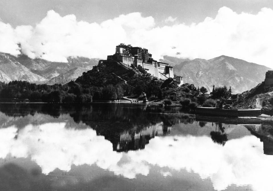 The Potala Palace, the former mountain palace of the Dalai Lama in Lhasa, Tibet, photographed in 1951.