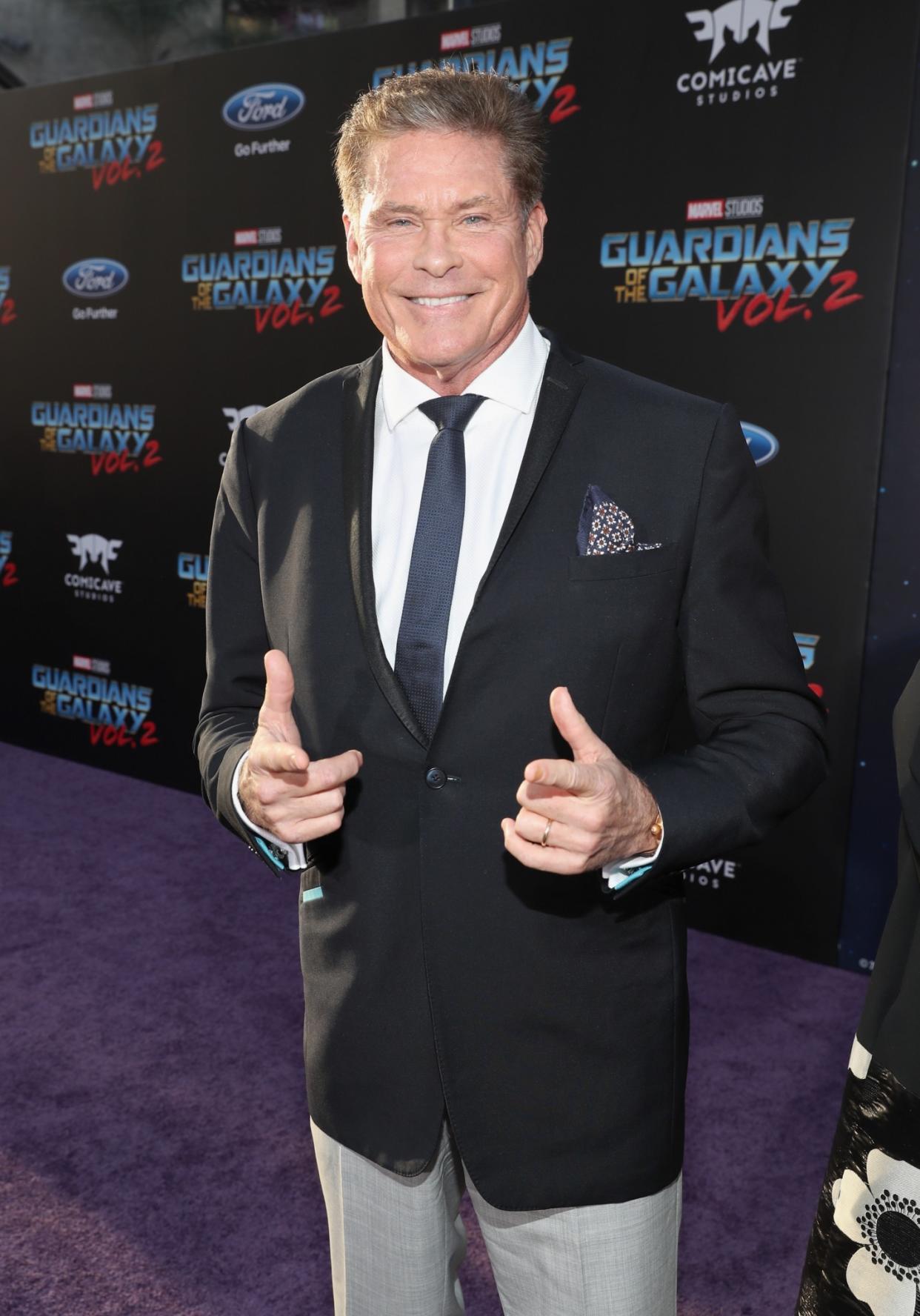 David Hasselhoff at “Guardians of the Galaxy Vol. 2”” world premiere in Hollywood. (Photo: Rich Polk/Getty Images for Disney)