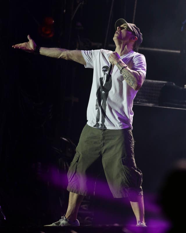 Eminem performing on the Main Stage