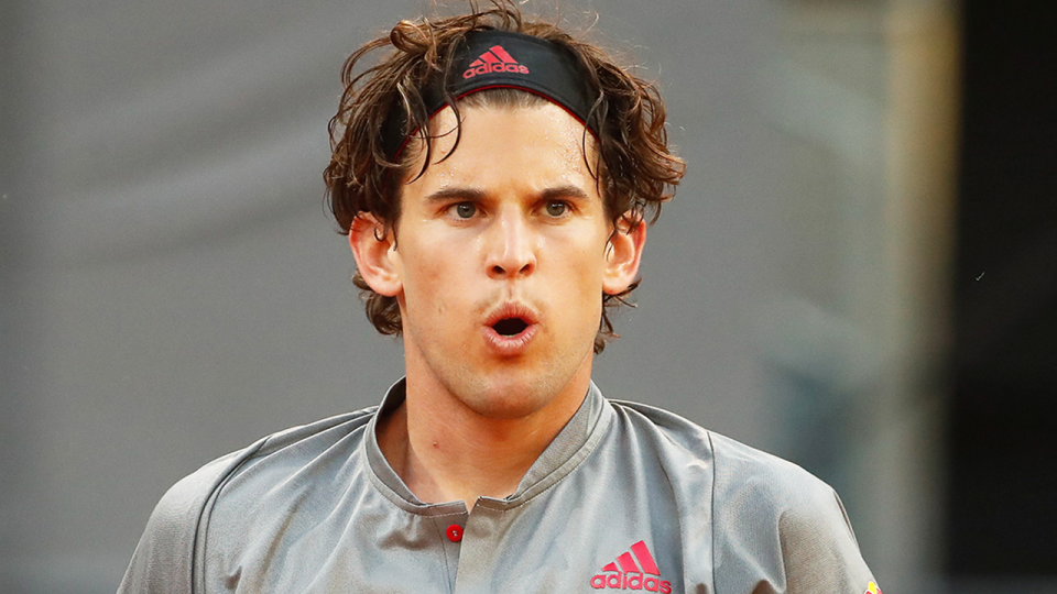 Dominic Thiem (pictured) looking on after a shot at Roland Garros.