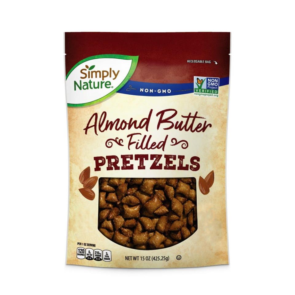 Simply Nature almond butter-filled pretzels from Aldi