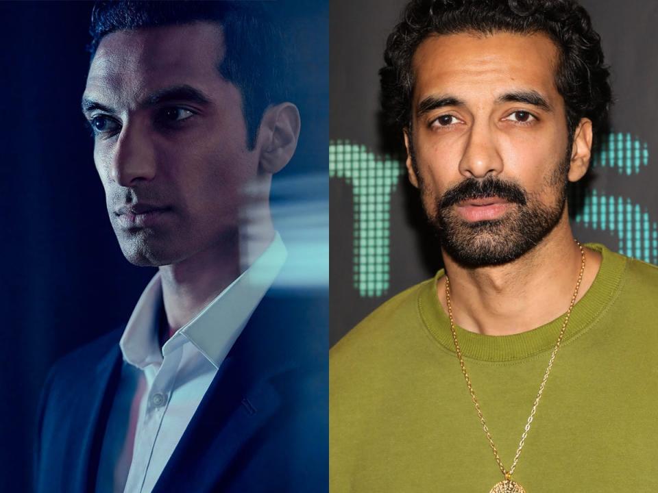 A side-by-side image of Maaz Ali on "American Horror Story: Delicate" and in 2023.