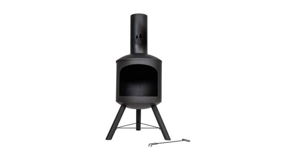 Log-Barn Chiminea Black Steel Firepit 