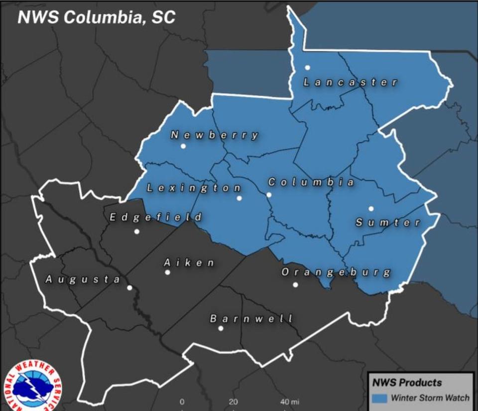 A winter weather watch was issued for the Midlands.