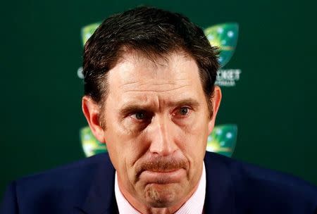 Cricket Australia Chief Executive Officer (CEO) James Sutherland reacts as he talks during a media conference at the WACA Ground in Perth, Australia, November 4, 2016. REUTERS/David Gray