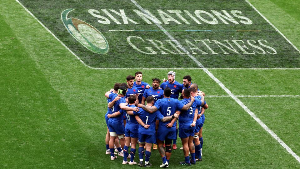 The French rugby team huddle ahead of last year's Six Nations match against Wales. - Xavier Laine/Getty Images