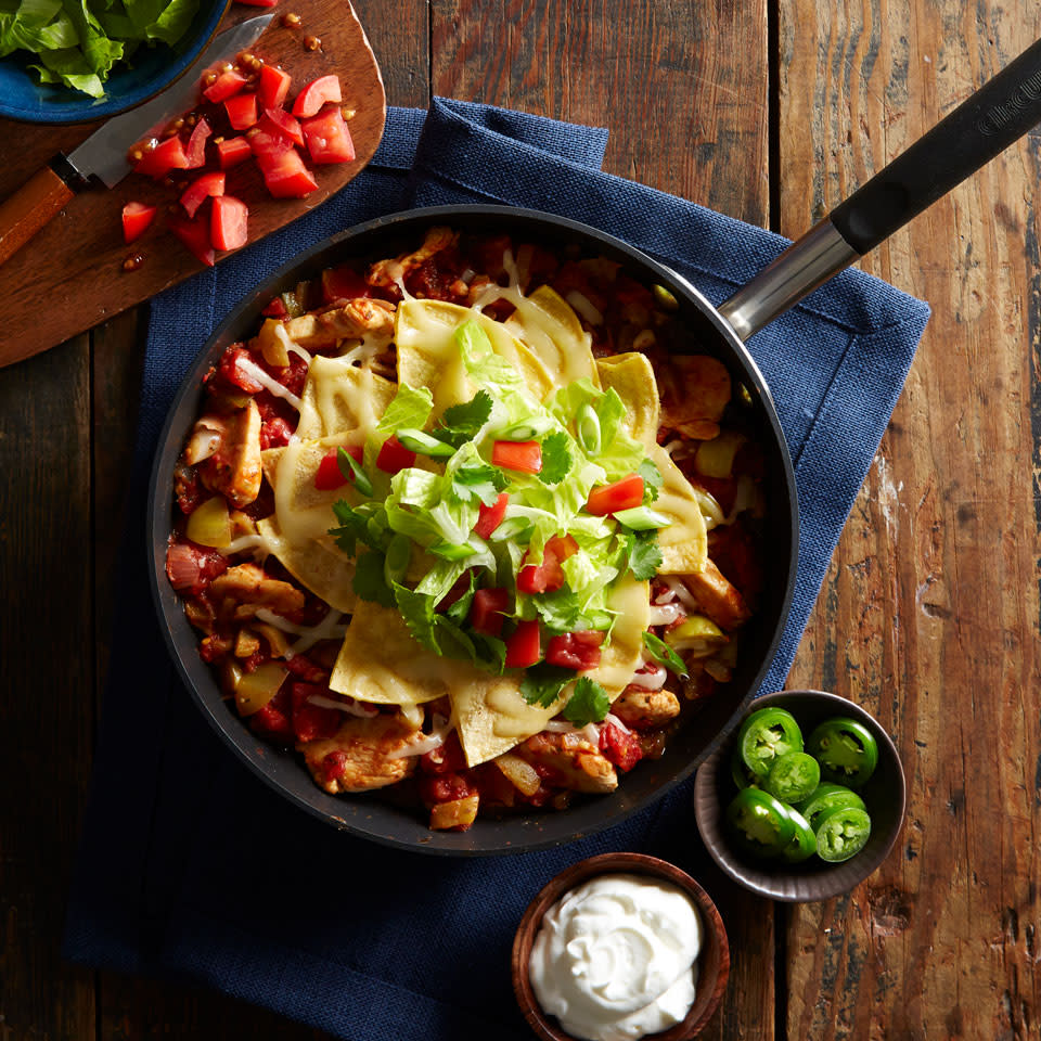 Skillet Green Chile-Chicken Enchilada Casserole