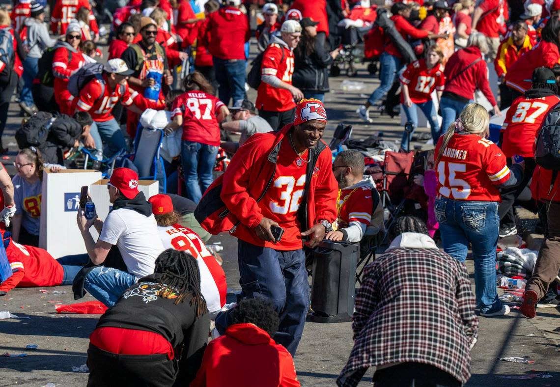 After gunfire broke out, some people took cover and others fled during the Kansas City Chiefs Super Bowl rally on Wednesday, Feb. 14, 2024, at Union Station in Kansas City. Tammy Ljungblad/tljungblad@kcstar.com