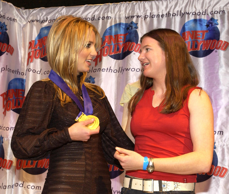 Britney Spears and Olympic gold medalist Kelly Clark (Photo by Denise Truscello/WireImage)