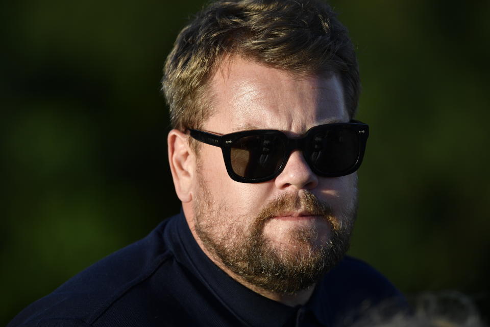 James Corden enjoying the warm weather in London's Primrose Hill. Picture date: Saturday August 6, 2022.