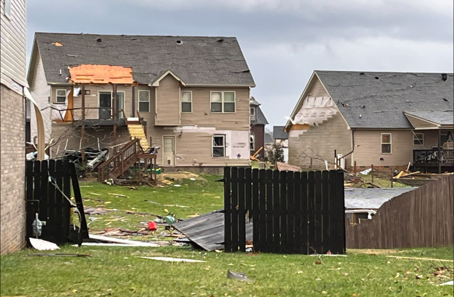 Storm damage at the Autumnwood Farms subdivision in Clarksville (Photo: WKRN)