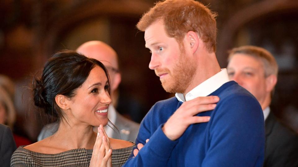 <p> Prince Harry might have been born into the world of royalty - with its rules and protocols - but he clearly needs to take some lessons in masking his true feelings from his wife. </p> <p> Meghan Markle showed off the skills picked up on the set of Suits as she and Harry were confronted with something surprising. </p> <p> Harry's the goofy one here, but there's something undeniably amusing about Meghan's poker face in contrast. </p>