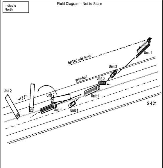 A graphic shows the trajectory of the four vehicle involved in March 22, 2024, crash where two people where killed, including a prekindergartner student.