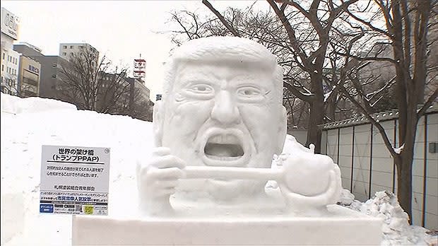 Donald Trump ice sculpture unveiled at Japan's Sapporo snow festival