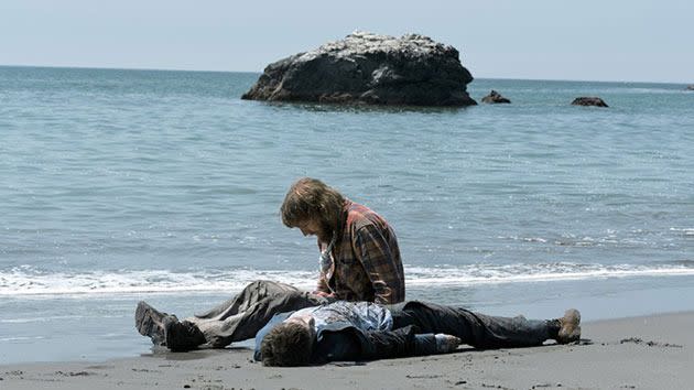 Daniel Radcliffe stars in the film as a corpse that has washed up on a beach. Photo: Blackbird Films
