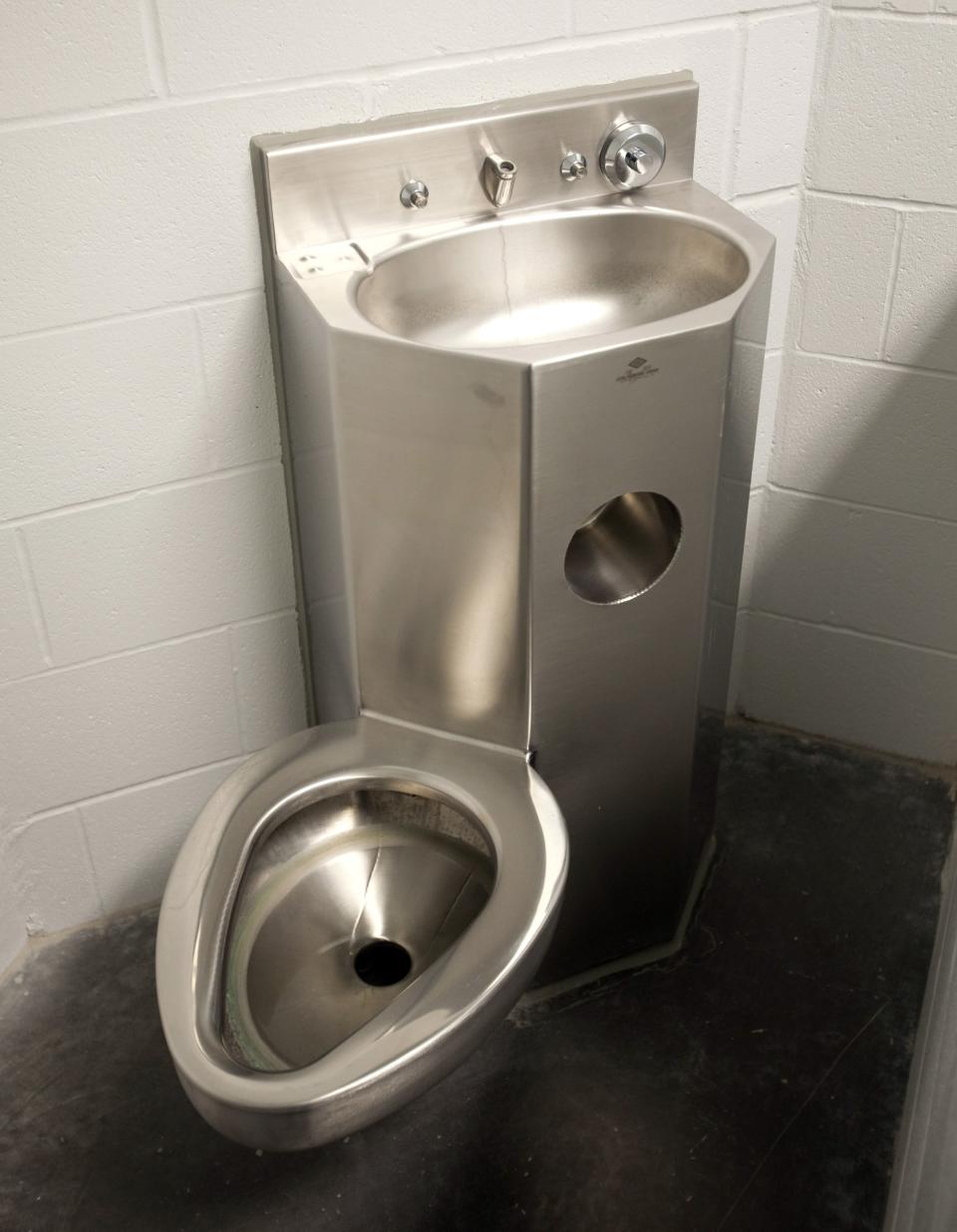 Washroom facilities in cells are pictured at the new Toronto South Detention Centre