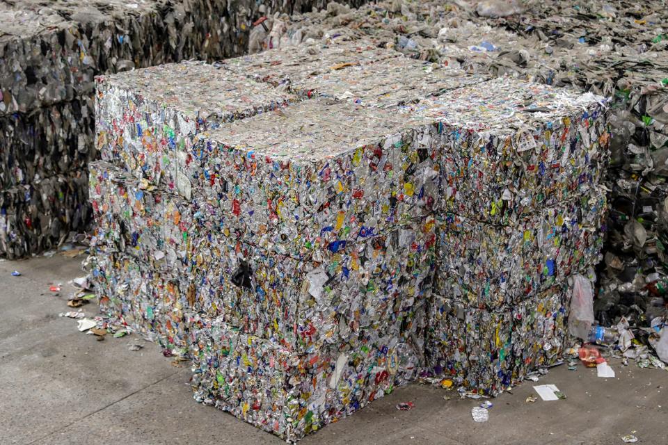 Recyclables delivered to a material recovery facility in Michigan.