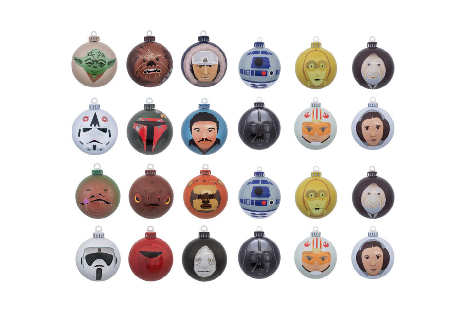 <p>Bring the galaxy far, far away right into your home with this 24-piece set of ornament balls from the original trilogy, featuring Luke, Leia, Darth Vader, Han Solo, and Yoda. May the Force be with you this Christmas. <strong><a rel="nofollow noopener" href="https://www.merchoid.com/product/star-wars-bundle-of-24-christmas-ornaments-baubles/" target="_blank" data-ylk="slk:Buy here;elm:context_link;itc:0;sec:content-canvas" class="link ">Buy here</a></strong> </p>