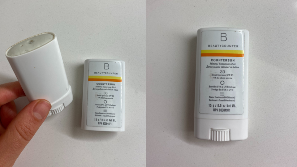 My very well-loved Beautycounter SPF stick (photos via Kayla Kuefler).