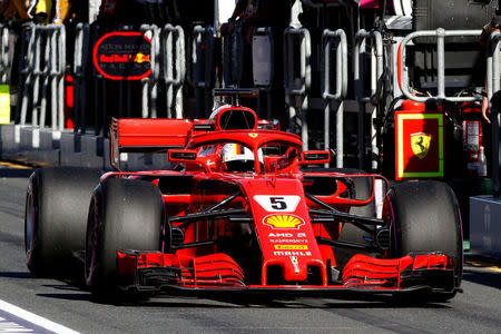 Formula One F1 - Australian Grand Prix - Melbourne Grand Prix Circuit, Melbourne, Australia - March 23, 2018 Ferrari's Sebastian Vettel in action during practice REUTERS/Brandon Malone