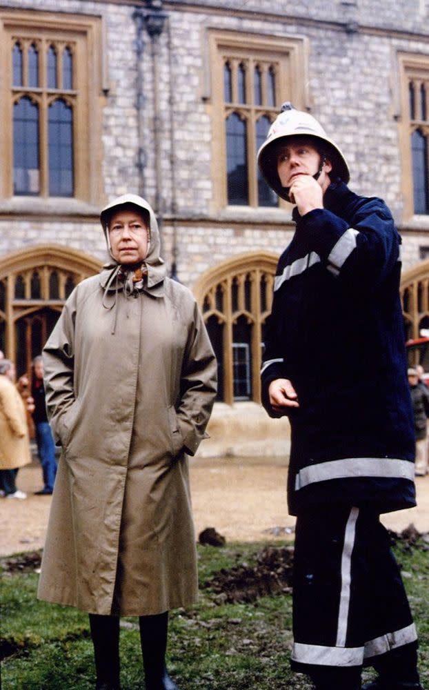 Queen Elizabeth at Windsor Castle fire 1992