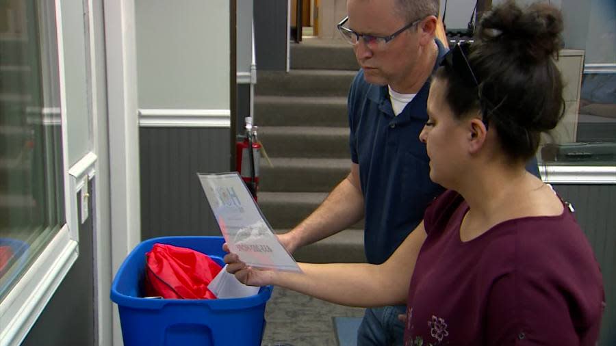 Jestine Garcia, the regional coordinator of the Hope not Handcuffs program, delivers materials to the Belding Police Department on May 16, 2024.