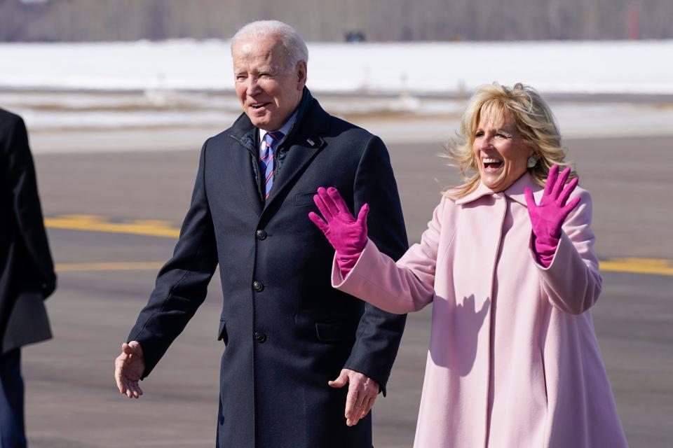 President Joe Biden has pushed back the restart of student loan payments multiple times, as he spars with Democrats over the best course of action for the nation's tens of millions of borrowers. Here, the president, with first lady Jill Biden, a community college professor, arrives at Duluth International Airport on March 2.