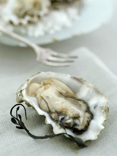 <div class="caption-credit"> Photo by: COURTESY OF GETTY IMAGES</div><div class="caption-title">Oysters</div>Not only are these yummy shellfish a luxe treat, they're also great for those with acne prone skin. "They contain high levels of zinc, which can help decrease the inflammation associated with acne," says Dr. Chiu.