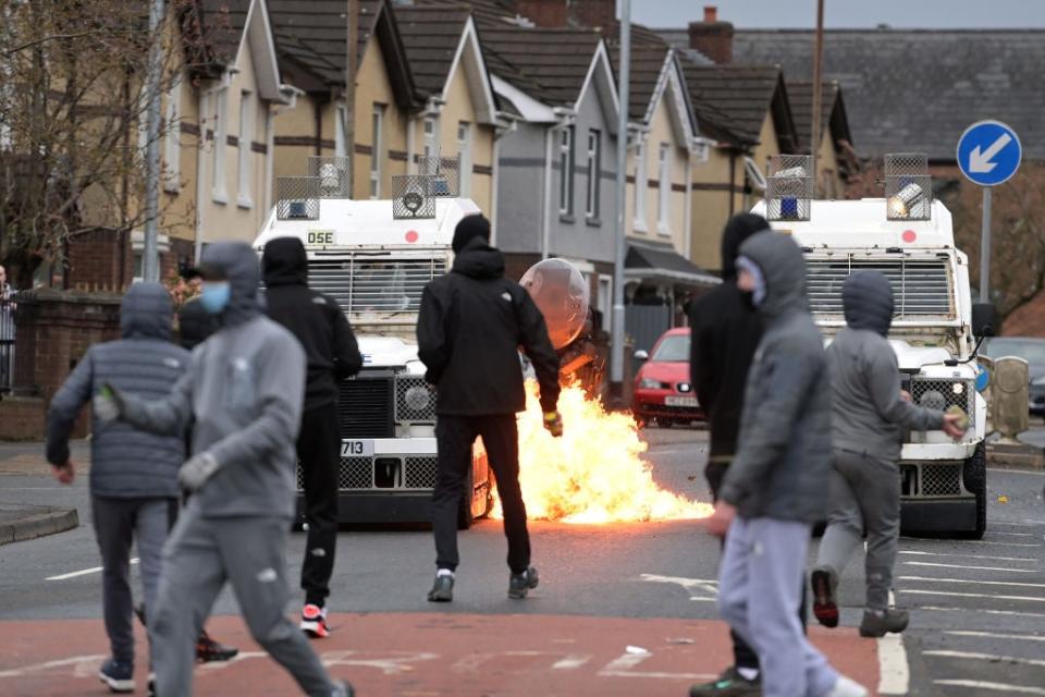 <p>Petrol bombs have been thrown and buses set alight in Belfast in recent days</p> (Getty Images)