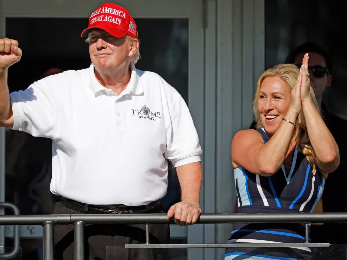 Donald Trump and Marjorie Taylor Greene at the LIV Golf Invitational