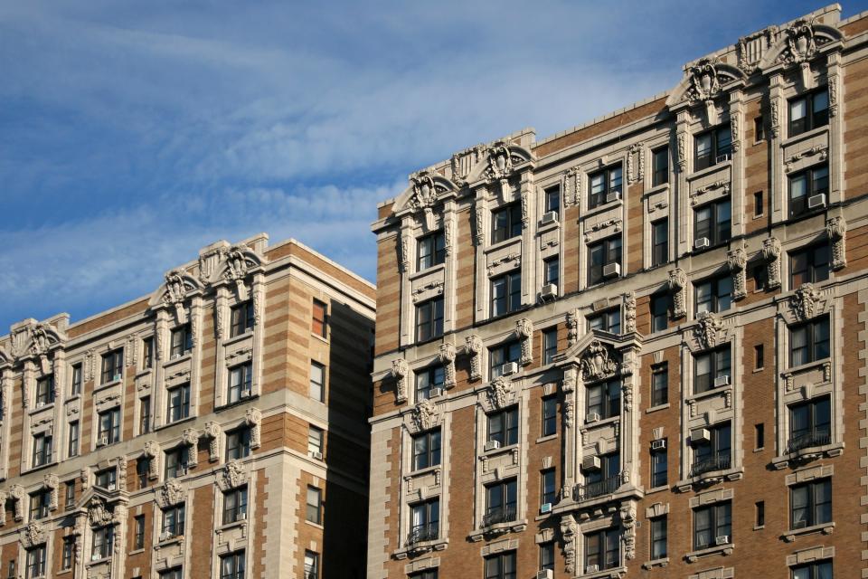 Ornate pre-war apartment buildings in the Upper West Side of Manhattan, New York City, USA