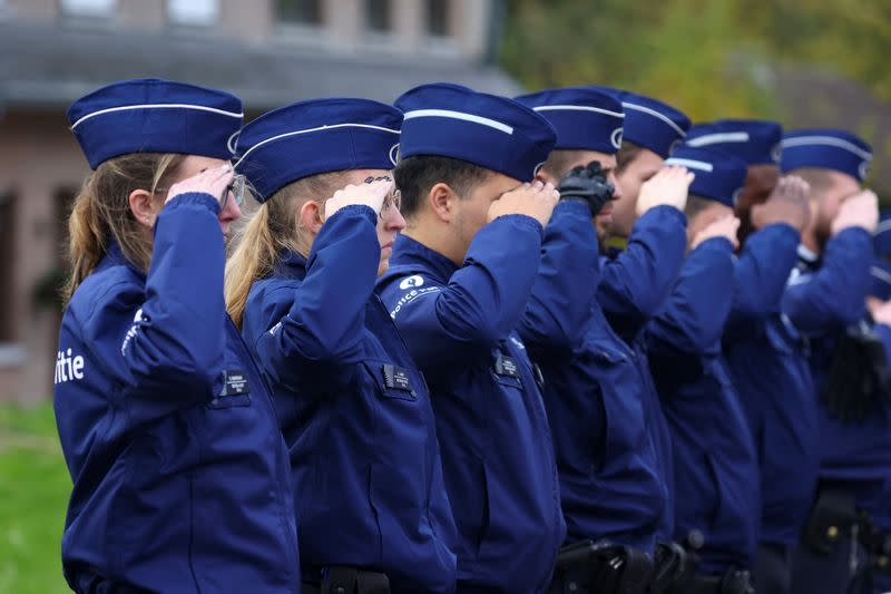Funeral of police officer Thomas Monjoie in Brussels