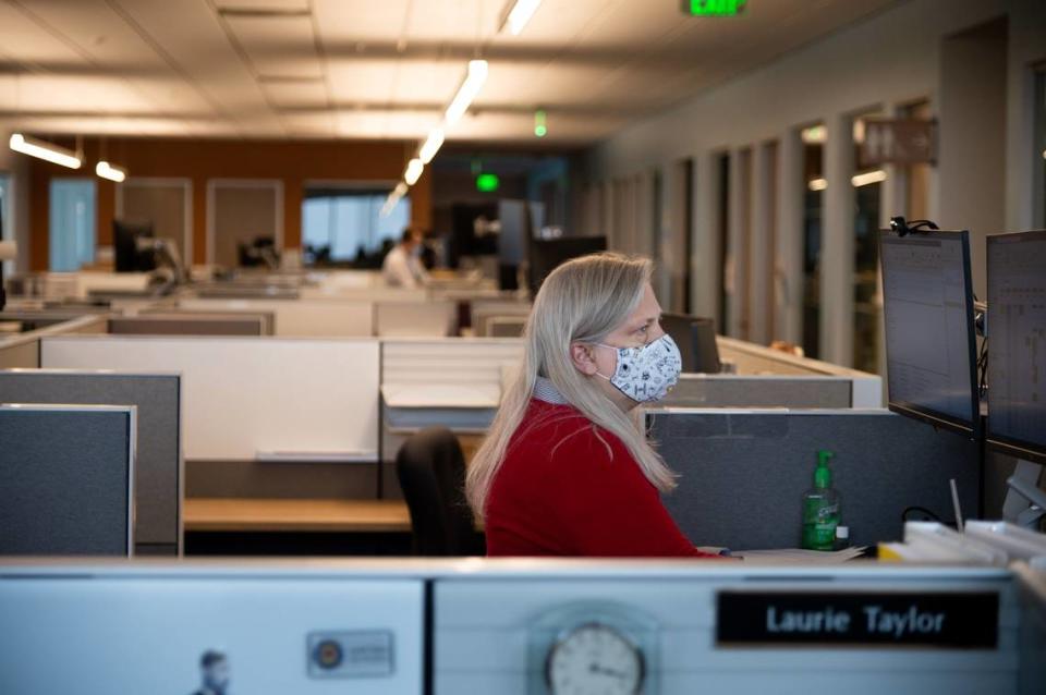 California Department of Parks and Recreation Administration Assistant Vicki Perez works inside of the new California Natural Resources Building on Friday, November 19, 2021, in Sacramento.