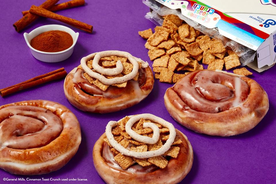 Krispy Kreme Debuts Cinnamon Rolls with Optional Cinnamon Toast Crunch Topping