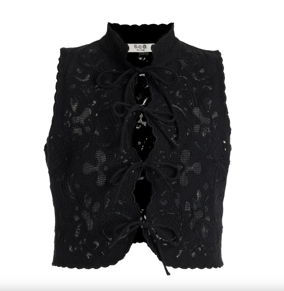 <p><a href="https://go.redirectingat.com?id=74968X1596630&url=https%3A%2F%2Fwww.modaoperandi.com%2Fwomen%2Fp%2Fsea%2Fbaylin-lace-vest-d2%2F580418&sref=https%3A%2F%2Fwww.harpersbazaar.com%2Ffashion%2Ftrends%2Fg40573904%2Fsuit-vest-for-women%2F" rel="nofollow noopener" target="_blank" data-ylk="slk:Shop Now;elm:context_link;itc:0;sec:content-canvas" class="link ">Shop Now</a></p><p>Baylin Lace Vest</p><p>$365.00</p><p>modaoperandi.com</p><span class="copyright">Moda Operandi</span>