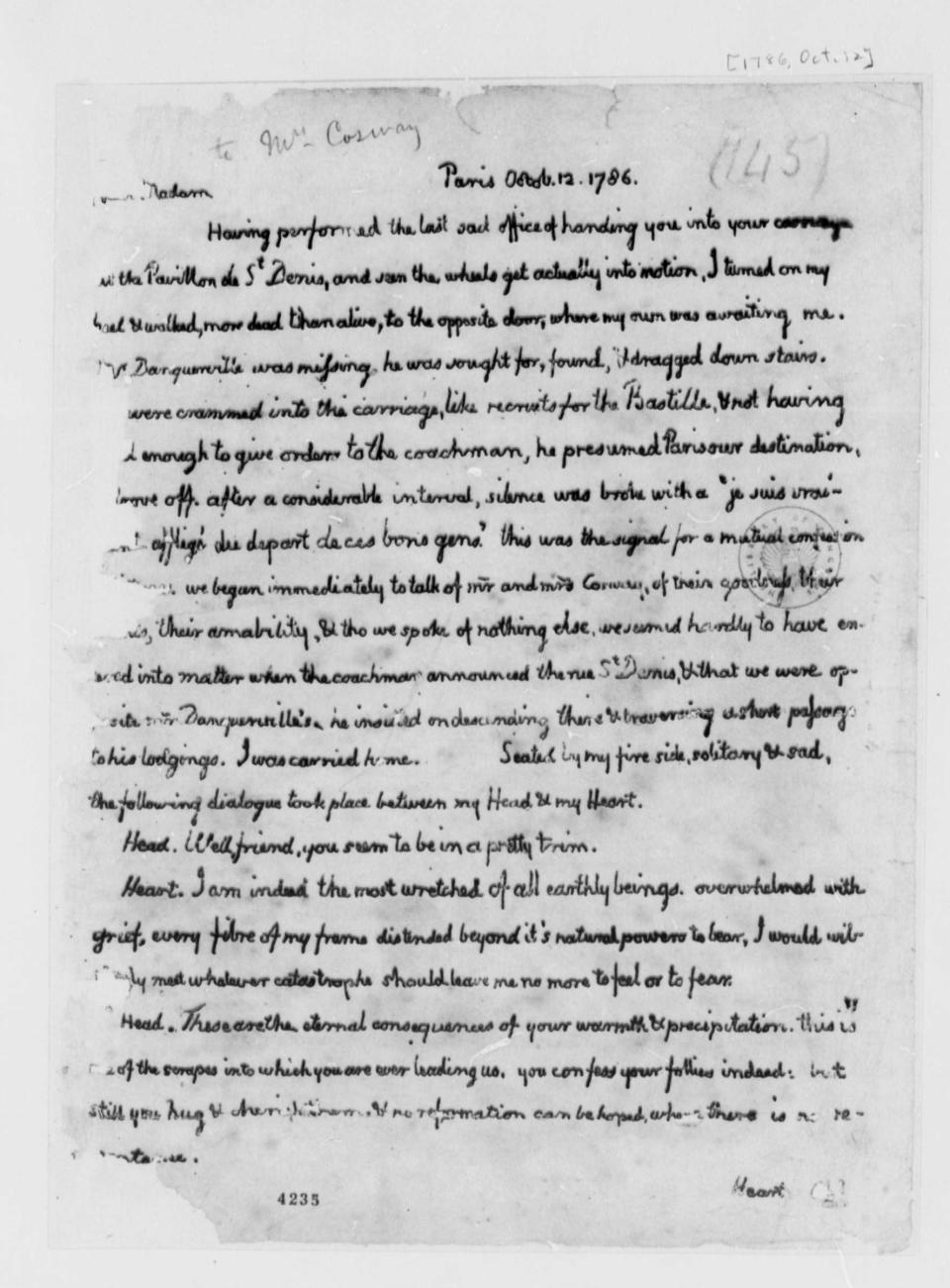 Carta de Thomas Jefferson a María Cosway.