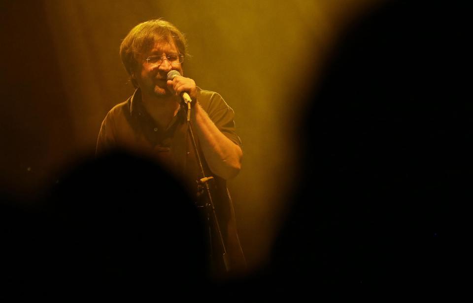 Russian rock star Yury Shevchuk performs during the concert organized to support jailed Pussy Riot musicians in St. Petersburg, Russia, Sunday, Sept. 9, 2012. A Moscow judge has sentenced each of three members of the provocative punk band Pussy Riot to two years in prison on hooliganism charges following a trial that has drawn international outrage as an emblem of Russia's intolerance to dissent. (AP Photo/Dmitry Lovetsky)