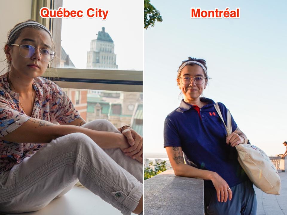 The author in Québec City (L) and Montréal.