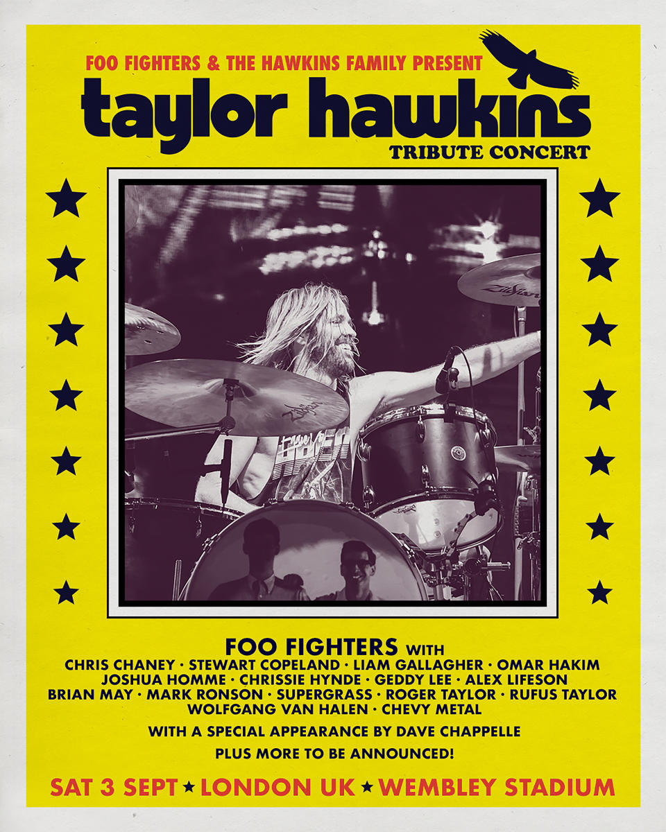 Undated handout artwork issued by Foo Fighters of the line up for Taylor Hawkins tribute show at Wembley. Issue date: Wednesday June 15, 2022.