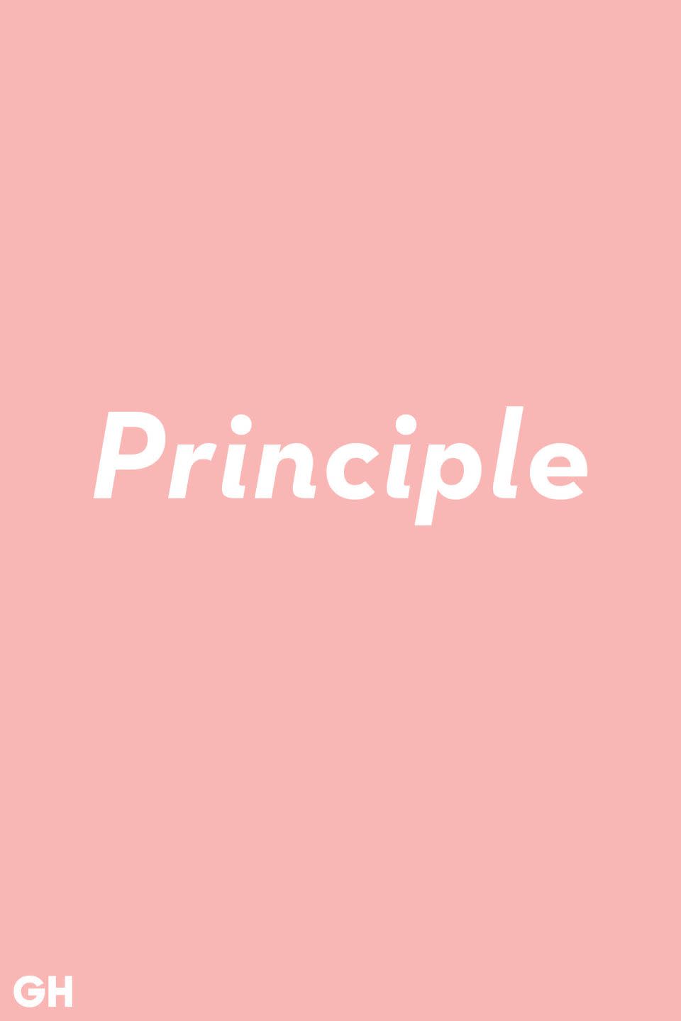 <p>With a <strong>ple</strong> ending, it means a rule. Princi<strong>pal </strong>refers to someone of the highest authority in a group or an original sum of money.</p>