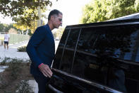 Los Angeles Lakers general manager Rob Pelinka leaves a federal courthouse after attending Vanessa Bryant's invasion of privacy trial against the Los Angeles County sheriff's and fire departments in Los Angeles, Wednesday, Aug. 10, 2022. Kobe Bryant's widow is taking her lawsuit against the Los Angeles County sheriff's and fire departments to a federal jury, seeking compensation for photos deputies shared of the remains of the NBA star, his daughter and seven others killed in a helicopter crash in 2020. (AP Photo/Jae C. Hong)