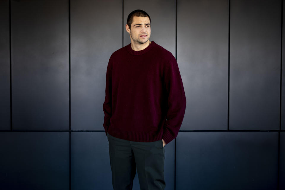 Actor Noah Centineo, star of the Netflix series "The Recruit," poses for a portrait at the International Spy Museum in Washington on Dec. 13, 2022. (AP Photo/Andrew Harnik)