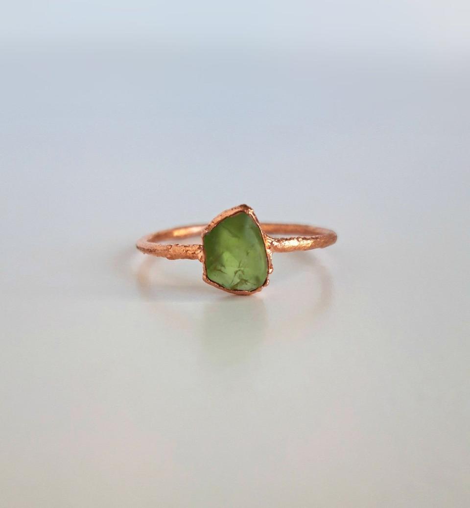 2) Raw Peridot Ring