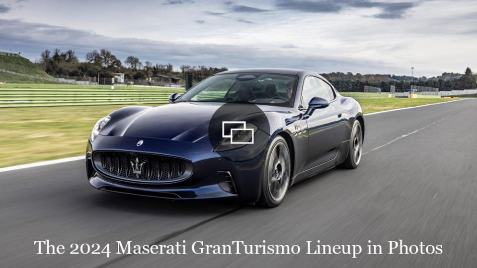 The all-electric 2024 Maserati GranTurismo Folgore on track.