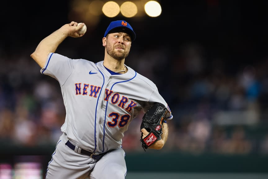 New York Mets starting pitcher Tylor Megill (38) pitches against the Washington Nationals during the third inning at Nationals Park.