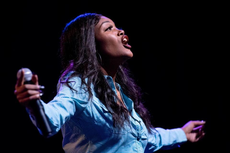 Chapel Hart’s Devynn Hart sings a solo during their show at Ground Zero Blues Club in Biloxi on Wednesday, Nov. 30, 2022. Hannah Ruhoff/The Sun Herald