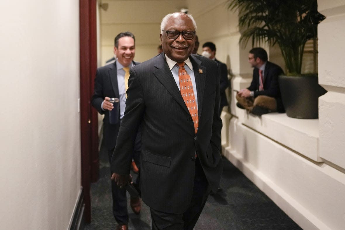 House Majority Whip Rep. James Clyburn, D-S.C., walks on Capitol Hill in Washington Thursday, Nov. 17, 2022. (AP Photo/Carolyn Kaster)