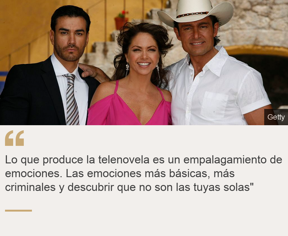 "Lo que produce la telenovela es un empalagamiento de emociones. Las emociones más básicas, más criminales y descubrir que no son las tuyas solas"
", Source: , Source description: , Image: 